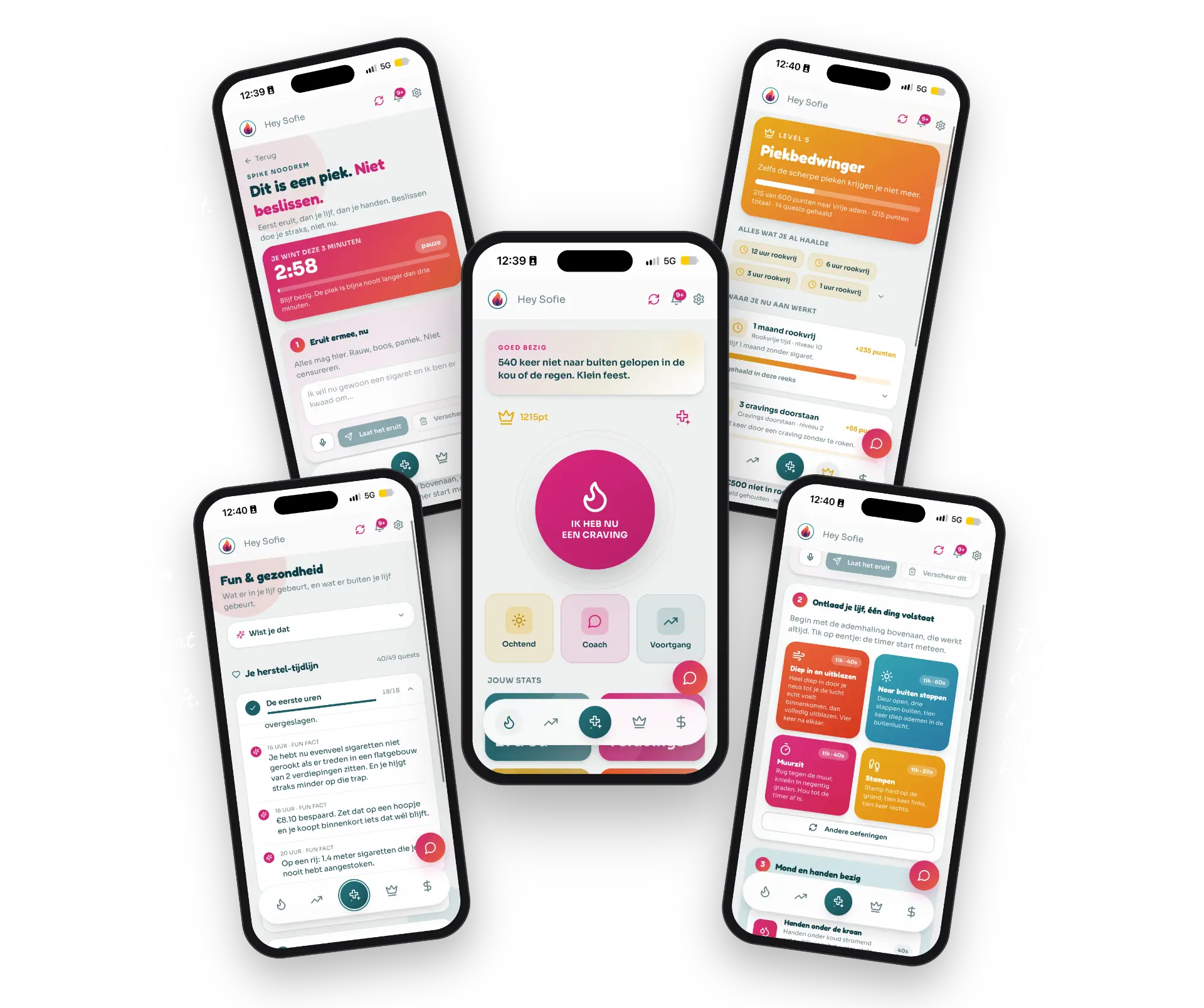 CraveBreak app op verschillende telefoons